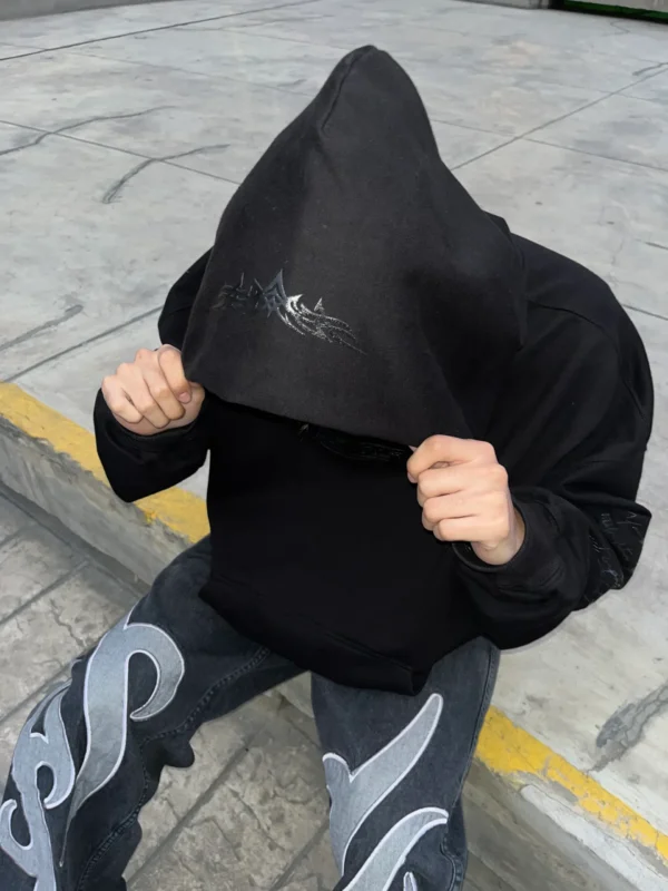 Polera Boxy Hoodie Negro - Ignis