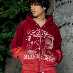 0C4A3174 Zip Hoodie Fuck Love Rojo - Better Now