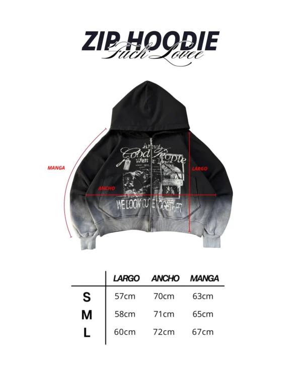 Zip Hoodie Fuck Love Negro - Better Now