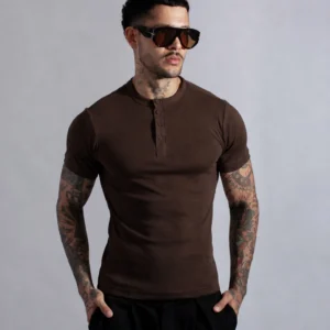 Henley Manga Corta Marrón - Rsident