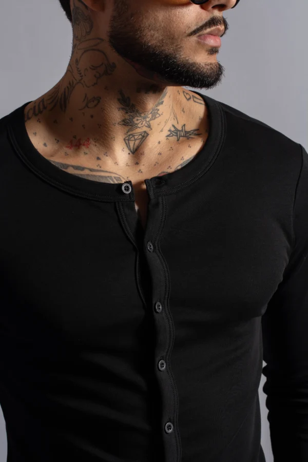 Henley Bootoms Long Sleeve Negro - Rsident