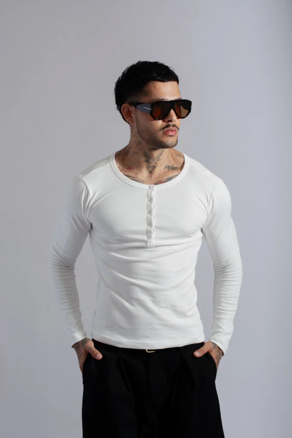 Henley Manga Larga Blanco - Rsident