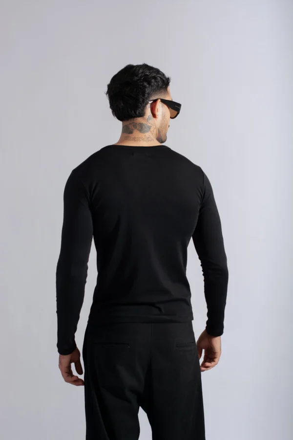 Henley Manga Larga Negro - Rsident