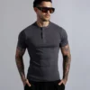 Henley Manga Corta Charcol - Rsident