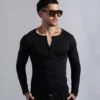 Henley Manga Larga Negro - Rsident