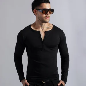 Henley Manga Larga Negro - Rsident