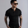 Henley Manga Corta Negro - Rsident