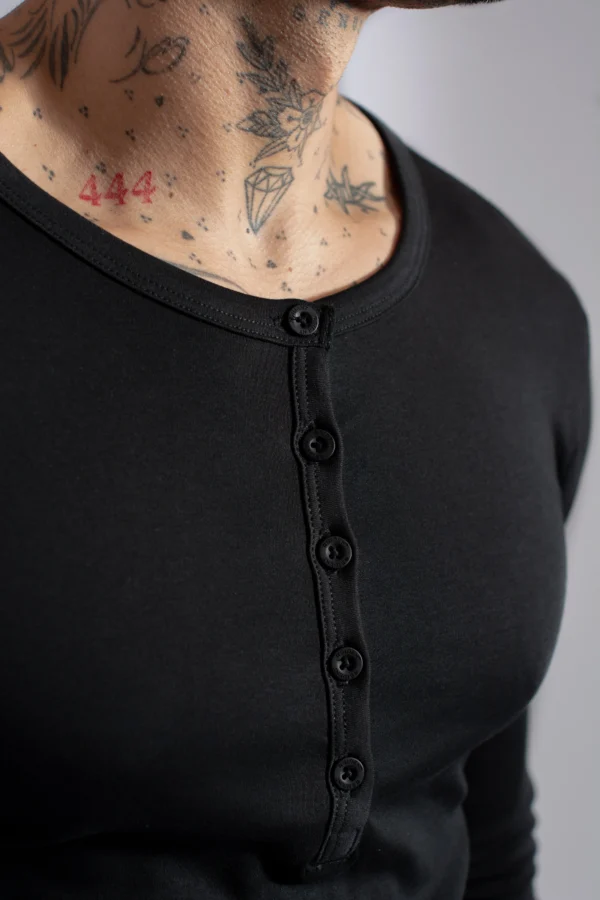 Henley Manga Larga Negro - Rsident