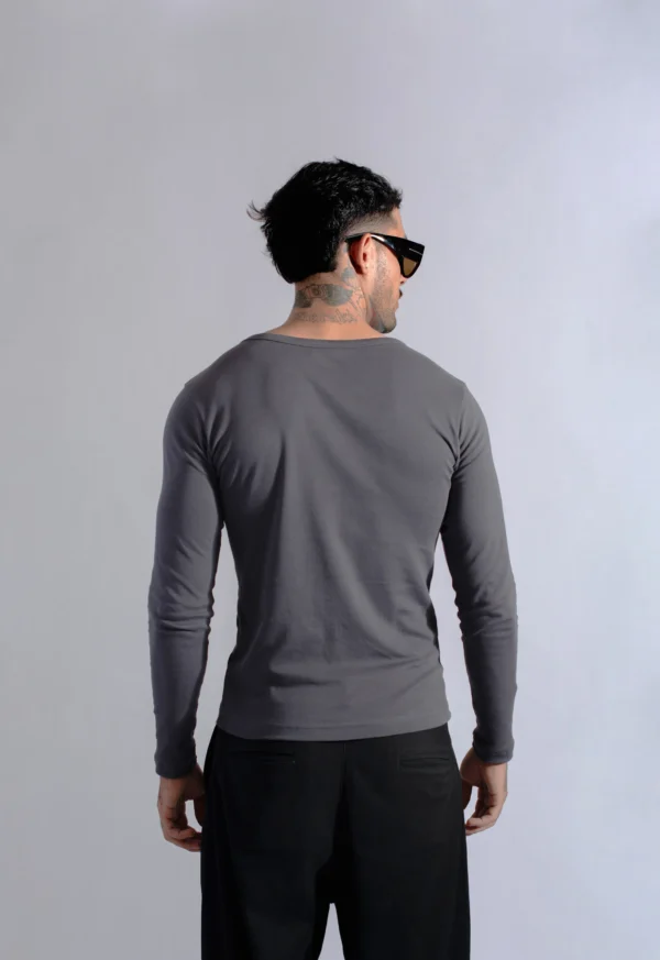 Henley Manga Larga Charcol - Rsident