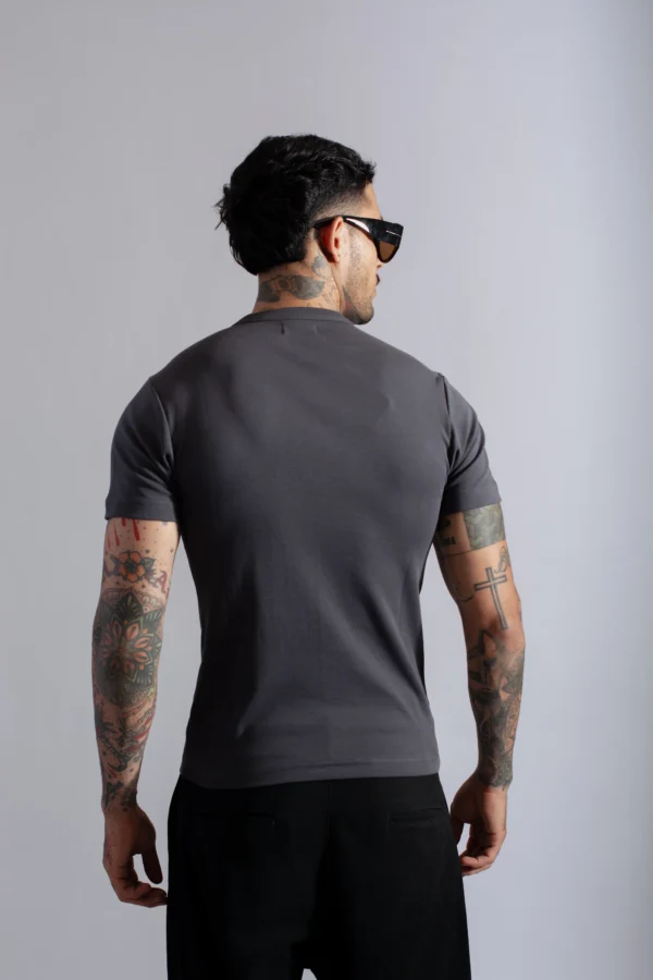 Henley Manga Corta Charcol - Rsident