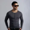 Henley Manga Larga Charcol - Rsident