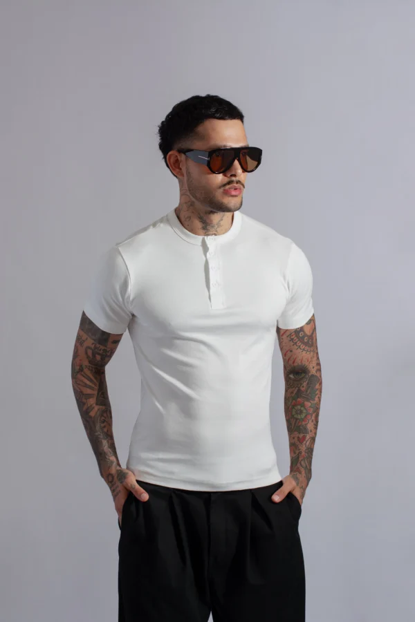 Henley Manga Corta Blanco - Rsident