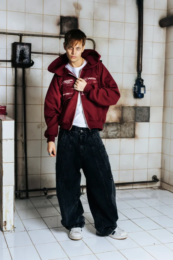 Red Broken Chaos Doble Zip Hoodie - Better Now