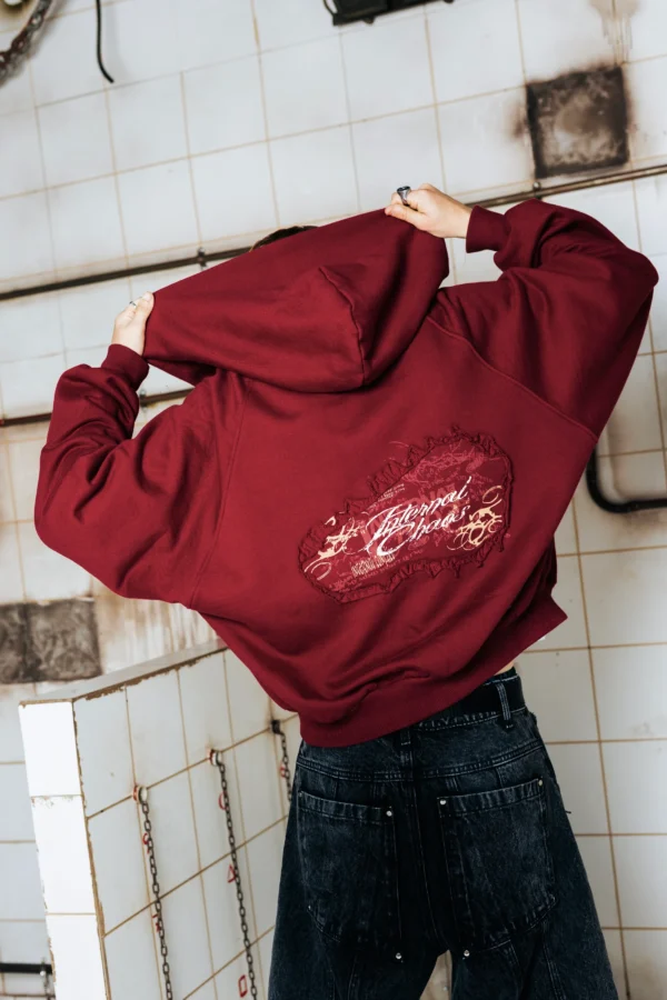Red Broken Chaos Doble Zip Hoodie - Better Now